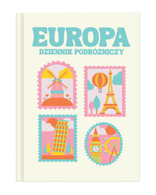 Dziennik podróżniczy, album na wspomnienia z wyjazdów po Europie, twarda okładka, 130 stron.